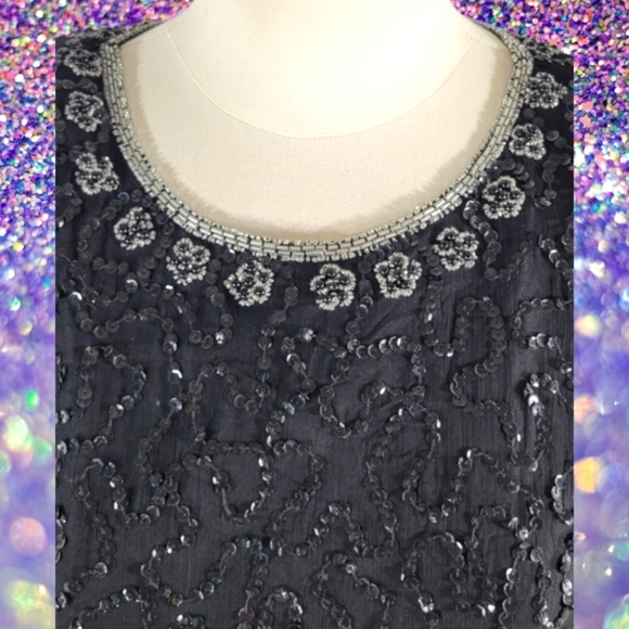 Vintage 1980's Laurence Kazar Silk Beaded Blouse - Picture 5 of 9